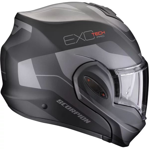 SCORPION EXO-TECH EVO PRO COMMUTA S moduláris, hátrafelé nyitható sisak, matt fekete/ezüst, 2, nordicamoto.ro