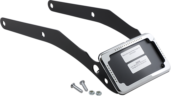 Curved License Plate Frame And Mount With License Plate Light Chrome, 3, nordicamoto.ro