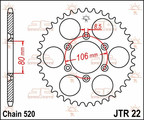 JT SPROCKETS hátsó lánckerék, természetes színű, 2, nordicamoto.ro