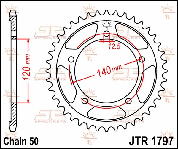 JT SPROCKETS hátsó lánckerék, természetes színű, 2, nordicamoto.ro