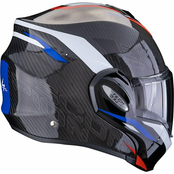 Casca modulara flip-back SCORPION EXO-TECH EVO CARBON ROVER M Negru/Verde, 2, nordicamoto.ro