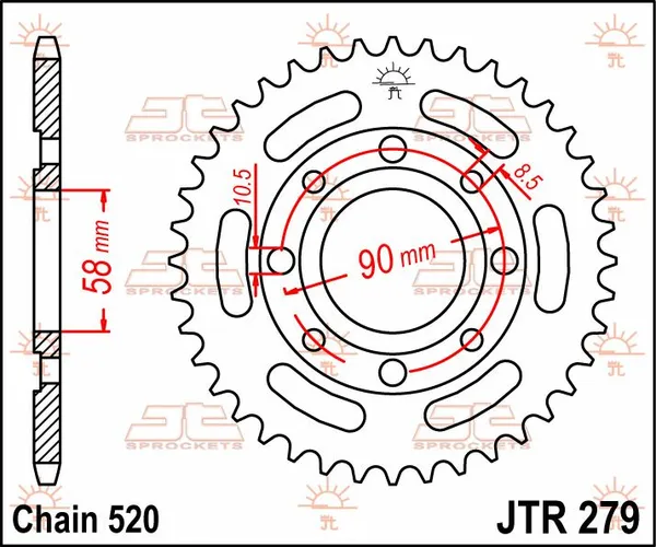 JT SPROCKETS Fekete hátsó lánckerék, 2, nordicamoto.ro