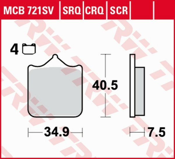 TRW Carbon RACING első fékbetétek az APRILIA RSV 1000 MILE / R '01–'03/RSV 1000R '04–'10/DUCATI 748/749/996/998/999 '01–'07/KTM 690 SM / SMC '08–'16/LC8 950/990 SUPERMOTO / SUPERDUKE '05–'13/TRIUMPH SPEED TRIPLE 1050 '08–'15, 1, nordicamoto.ro