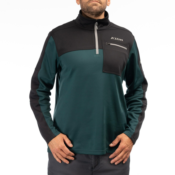 Pulover Klim Glacier 1/4 Zip Mid Layer Dark Olive - Black, 14, nordicamoto.ro