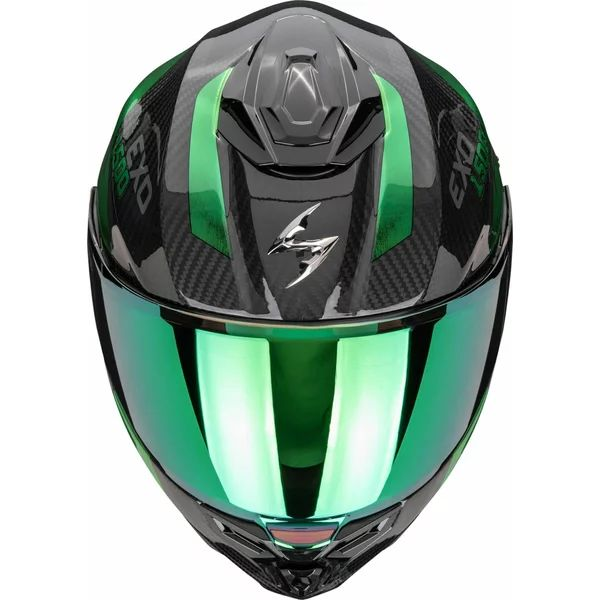 SCORPION EXO-1500 CARBON AIR PLATTED teljes arcú sisak, fekete/zöld, 4, nordicamoto.ro