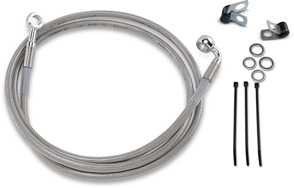 Extended Length Stainless Steel Brake Line Kit Silver, Clear-coated Oversize [+254 mm (10'')], 1, nordicamoto.ro