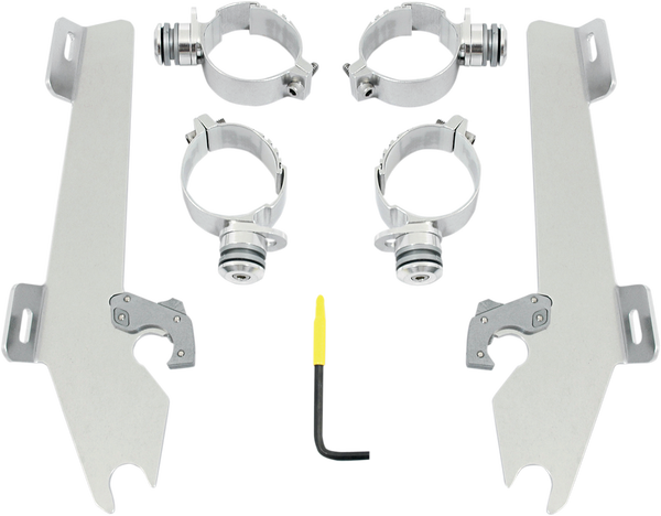 Fats/slim Windshield Trigger-lock Complete Mount Kit Polished, 1, nordicamoto.ro