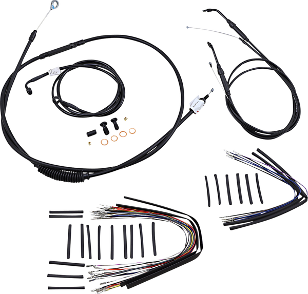 Complete Black Vinyl Handlebar Cable/line Kit For Ape Hanger Handlebars Black, 1, nordicamoto.ro