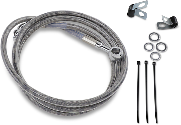 Extended Length Stainless Steel Brake Line Kit Silver, Clear-coated Oversize [+203 mm (8'')], 1, nordicamoto.ro