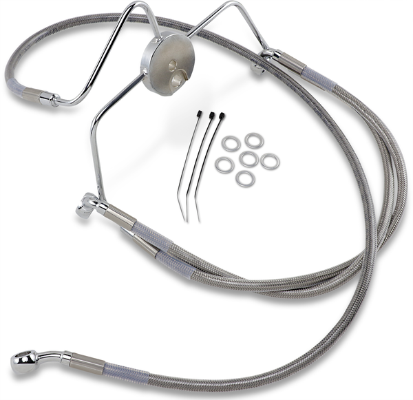 Extended Length Stainless Steel Brake Line Kit Silver, Clear-coated Oversize [+152 mm (6'')], 1, nordicamoto.ro