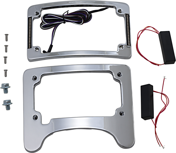 Turn Signal Eliminator With Tri Radius Illuminated Plate Frame Amber, White, 2, nordicamoto.ro