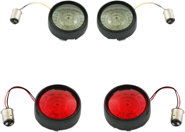 Complete Front & Rear Turn Signal Conversion Kit With Bullet Bezel Lenses Black, 1, nordicamoto.ro