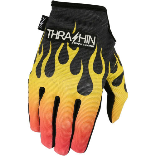 Thrashin Stealth fekete/narancssárga/sárga textil kesztyű, S-es méret, 2, nordicamoto.ro