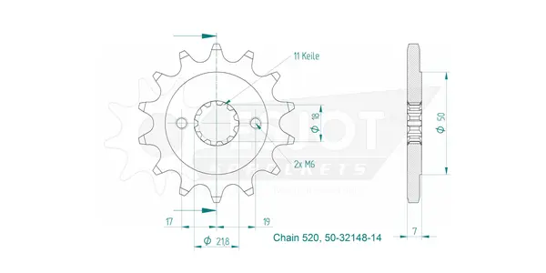 Standard Sprocket Front 520 Natural, 2, nordicamoto.ro