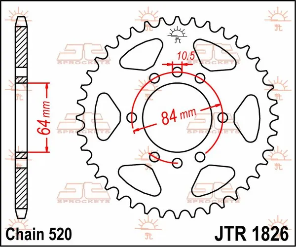 JT SPROCKETS Fekete hátsó lánckerék, 2, nordicamoto.ro