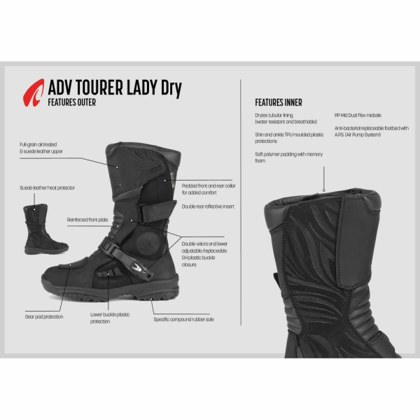 Forma női Adv Tourer Dry csizma, fekete, FORT96W-99, 36-os méret, 2, nordicamoto.ro