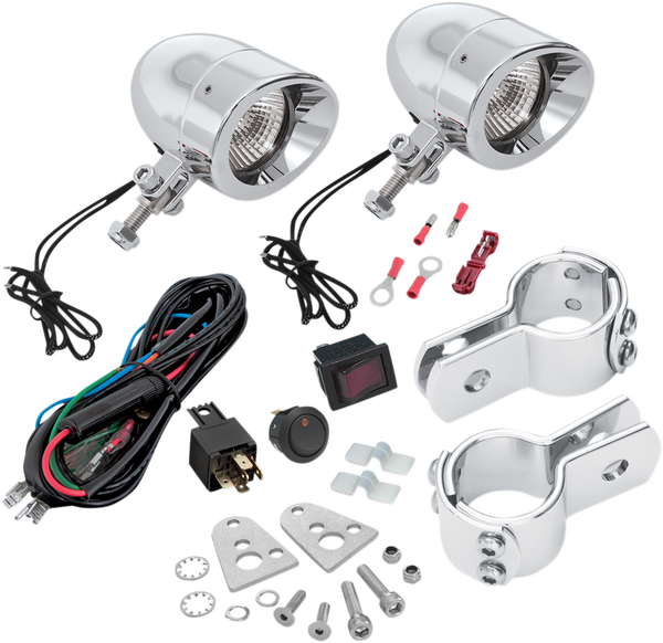 Highway Bar Mini Driving Lights Kit Chrome, 1, nordicamoto.ro