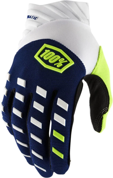 Manusi 100% Airmatic sötétkék/fehér/fluoreszkáló sárga XL, 1, nordicamoto.ro