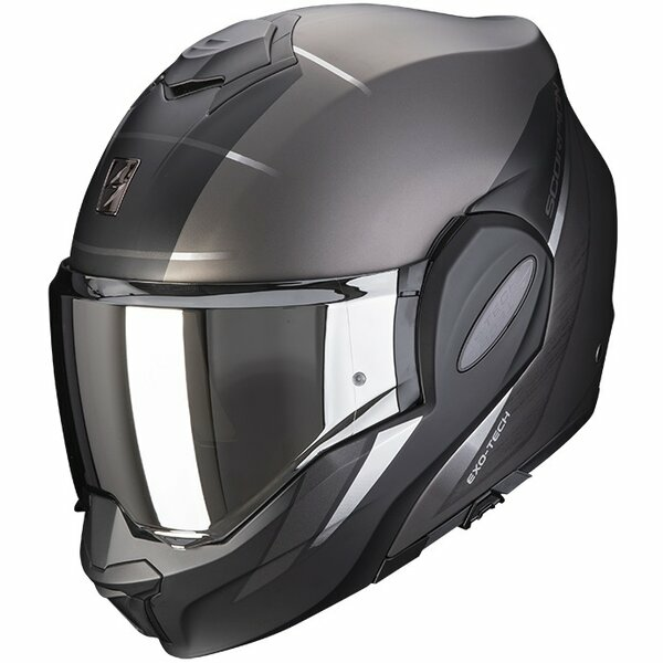 Casca modulara flip-back SCORPION EXO-TECH EVO PRIMUS Argintiu mat/Negru M, 1, nordicamoto.ro