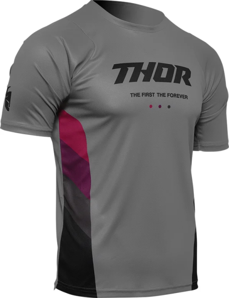 Tricou MTB Thor Assist React Gray/Purple, 2, nordicamoto.ro