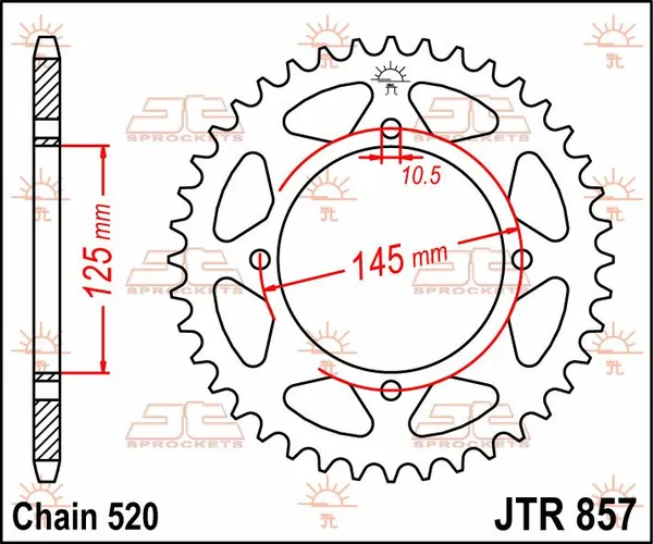 JT SPROCKETS Fekete hátsó lánckerék, 2, nordicamoto.ro