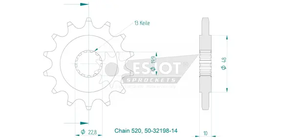 Standard Sprocket Front 520 Natural, 2, nordicamoto.ro