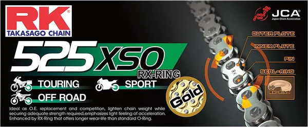 X-ring Gb 525 Xso Chain Gold, 2, nordicamoto.ro