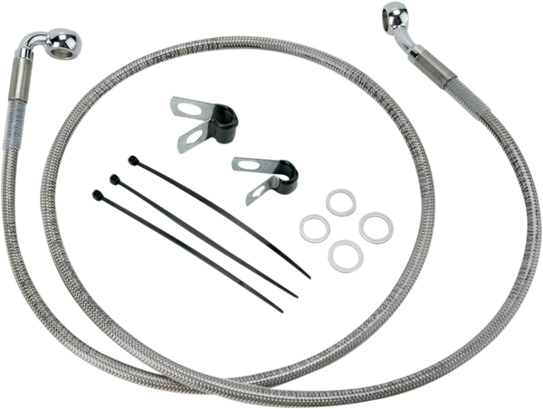 Extended Length Stainless Steel Brake Line Kit Silver, Clear-coated Oversize [+152 mm (6'')], 1, nordicamoto.ro