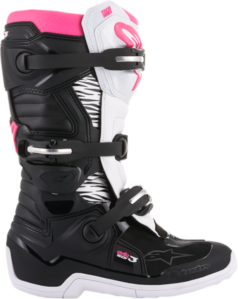 Alpinestar Stella Tech 3 női csizma, fekete-fehér-rózsaszín, 38,5-es méret, 14, nordicamoto.ro