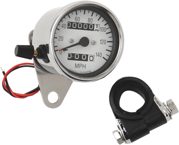 2.4(r) Mini Mechanical Speedometer White, 1, nordicamoto.ro