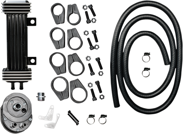 Vertical Frame-mount Oil Cooler Kit Black, 3, nordicamoto.ro