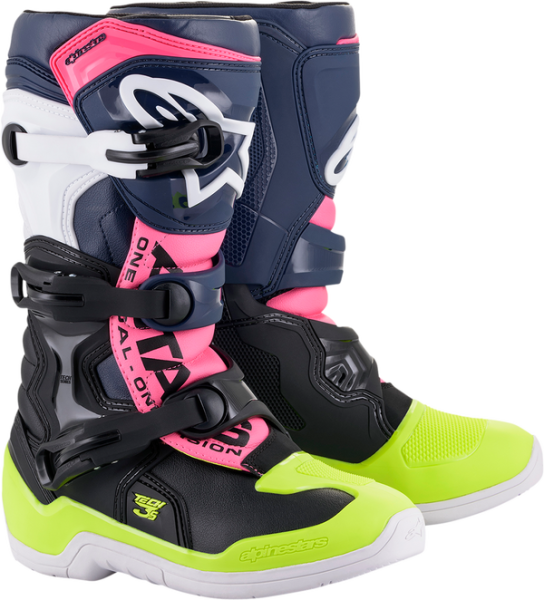 Cizme copii Alpinestars Tech 3S Black/Dark Blue/Pink Fluorescent 39,5, 2, nordicamoto.ro