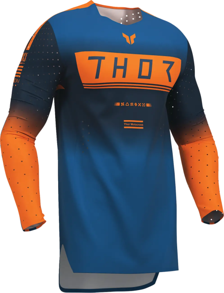 Thor Sportmode Geo póló, kék/narancssárga, M-es méret, 1, nordicamoto.ro