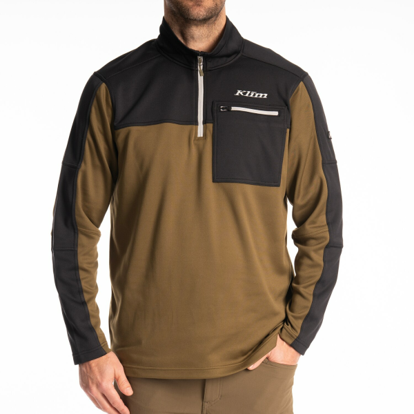 Pulover Klim Glacier 1/4 Zip Mid Layer Dark Olive - Black, 18, nordicamoto.ro