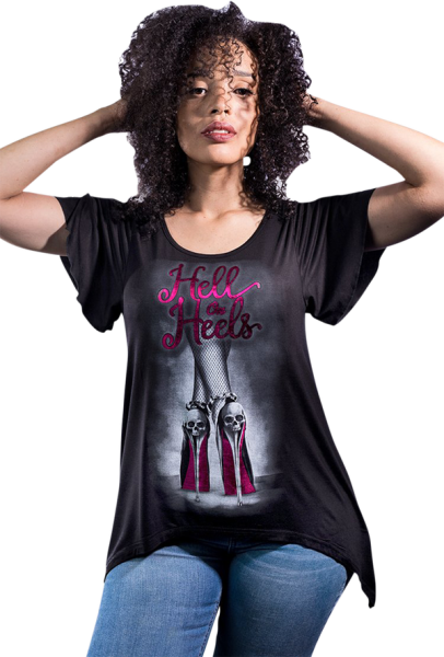 Women's Hell On Heels Split Back T-shirt Black S, 2, nordicamoto.ro