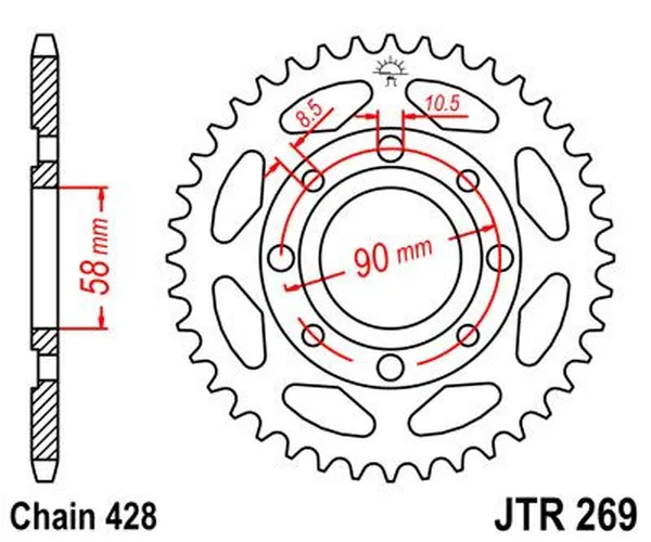 JT SPROCKETS Fekete hátsó lánckerék, 2, nordicamoto.ro