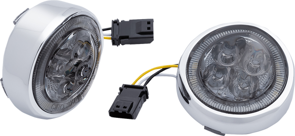 Led Lighted Fang® Front Signal Light Inserts With Bezel Black, 1, nordicamoto.ro