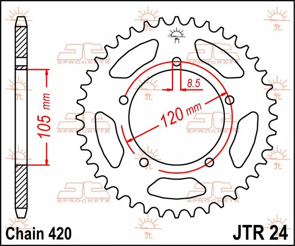 JT SPROCKETS hátsó lánckerék, természetes színű, 2, nordicamoto.ro