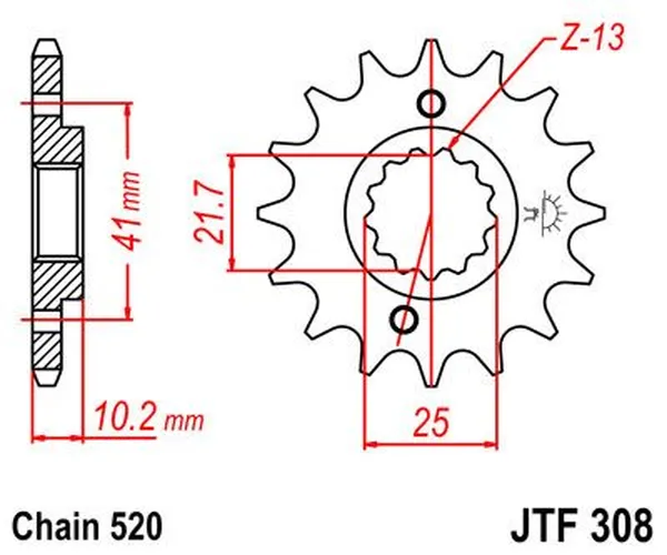 JT SPROCKETS Első lánckerék, természetes színű, 2, nordicamoto.ro