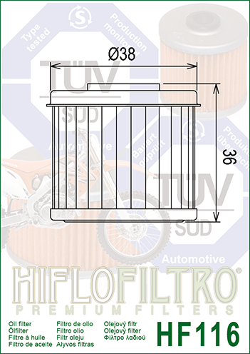 HONDA CRF150–450 olajszűrő Hiflofiltro HF116, 2, nordicamoto.ro