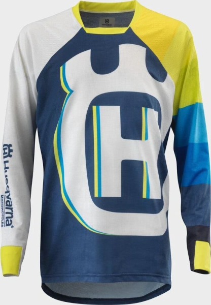 Husqvarna Railed Edrive gyerekpóló, kék/sárga/fehér, L / 140–152 / 8–12 éves, 1, nordicamoto.ro