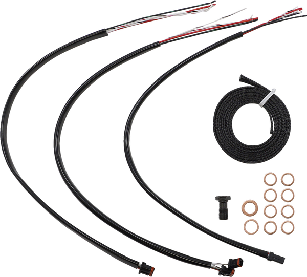 Complete Midnight Braided Handlebar Cable/brake Line Kit Black, 2, nordicamoto.ro
