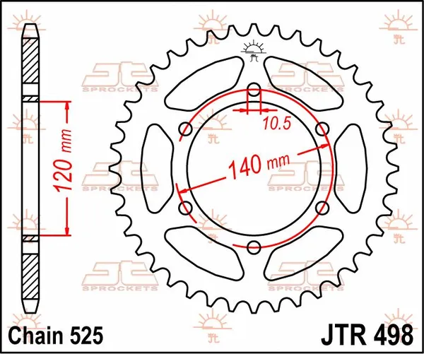 JT SPROCKETS hátsó lánckerék, természetes színű, 2, nordicamoto.ro