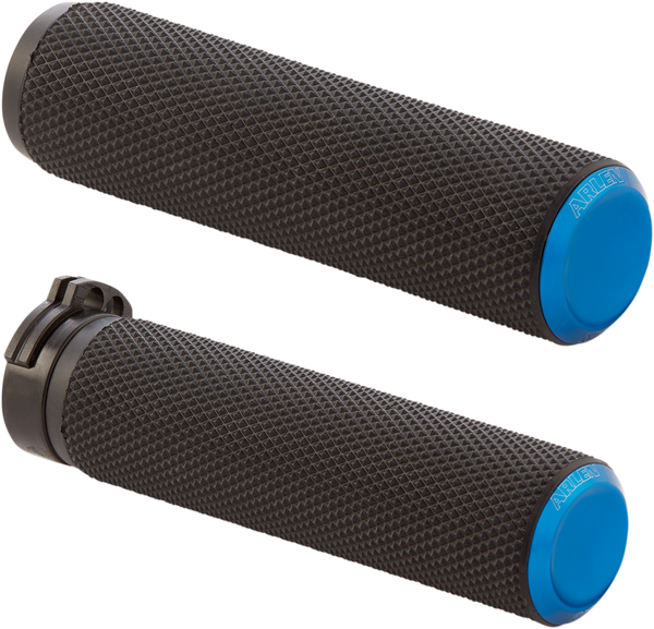 Fusion Knurled Grips Black, Blue, 1, nordicamoto.ro