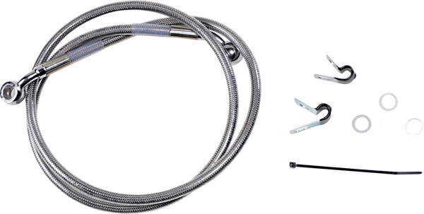 Extended Length Stainless Steel Brake Line Kit Silver, Clear-coated Oversize [+51 mm (2'')], 2, nordicamoto.ro