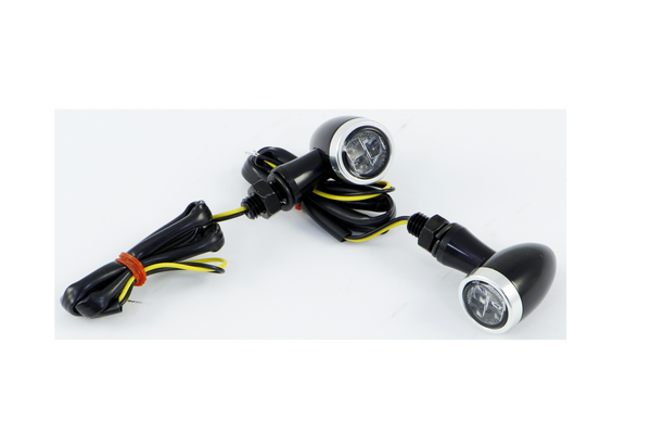 Led Bullet Turn Signal Lights With Rings Black, 1, nordicamoto.ro