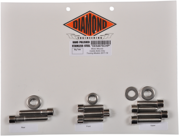 Polished Stainless Motor Mounts Bolt Kit - Visible Only Stainless Steel, Polished, 1, nordicamoto.ro