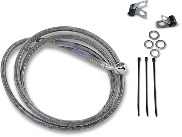 Extended Length Stainless Steel Brake Line Kit Silver, Clear-coated Oversize [+254 mm (10'')], 1, nordicamoto.ro