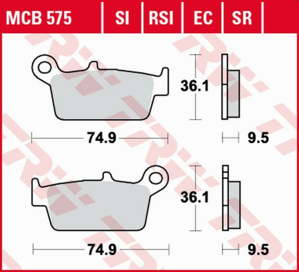 TRW Organic ECO hátsó fékbetétek a következő modellekhez: HONDA CR 125R / 250R / 500R '87–'01 / XR 400R '96–'03 / XR 600 / 650L / R '93–'07 / KAWASAKI KX 125/250/500 '95–'08, 1, nordicamoto.ro