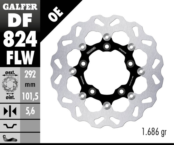 Brake Rotor Floating Flame Black, Silver, 1, nordicamoto.ro